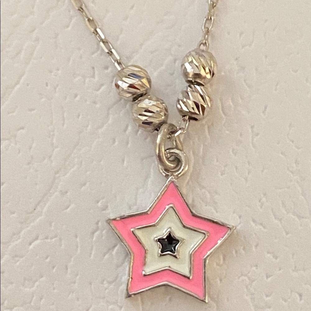 🧿 ANKLET 925 Silver star pink enamel evil eye